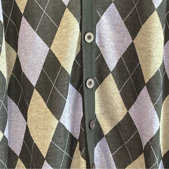 Haband Men's Black and Purple Argyle Cardigan - Picture 7 of 13